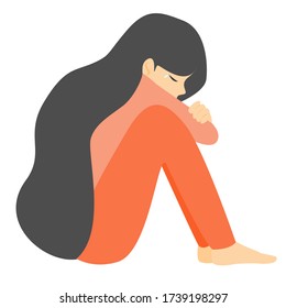 Sad Girl Sitting Crying Alone On Stock Vector (Royalty Free) 1739198297