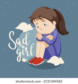 Sad Girl T Shirt Design Vector 