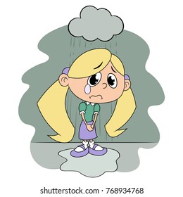Sad girl under rain 2