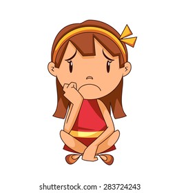 Sad girl, vector