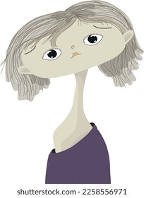 Sad girl. Vector file for designs.