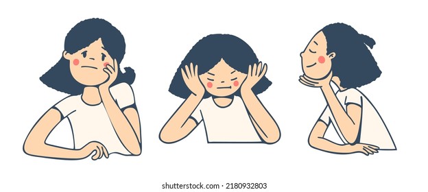 Sad girl. Vector illustration in cartoon style