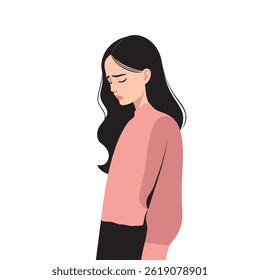 sad girl vector illustration flat design