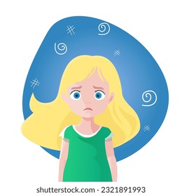 sad girl white isolated background