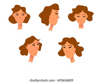A sad girl's face from different angles