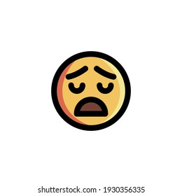 Sad Give Up Tired Emoticon Icon Logo Vector Illustration. Outline Style.
