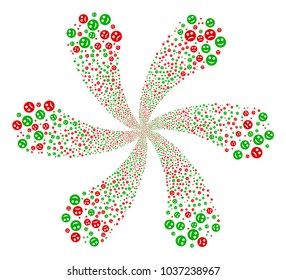 Sad And Glad Smiley cycle abstract flower. Object cycle done from randomized sad and glad smiley items. Vector illustration style is flat iconic symbols.