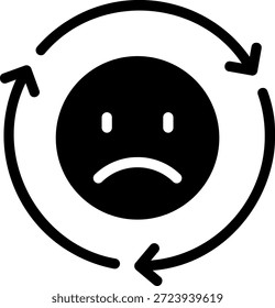 Vector de ilustración de icono de glifo triste