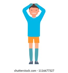 Sad goalkeeper icon. Flat illustration of sad goalkeeper vector icon for web design