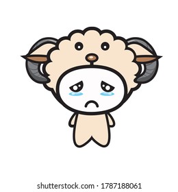 Sad Goat Character Vector Design