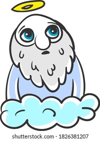 Triste dios, ilustración, vector sobre fondo blanco