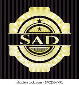 Sad gold shiny emblem. Vector Illustration. Detailed.