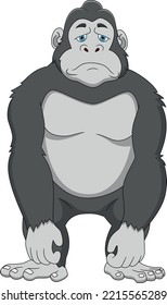 sad gorilla cartoon on white background