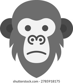 Sad Gorilla Face Flat Vector Icon Illustration