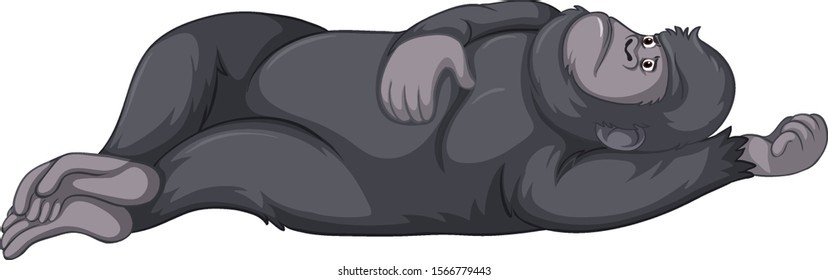 Sad gorilla on white background illustration