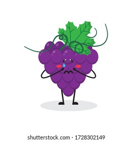 sad grape fruit cute character mascot vector design