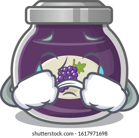 Sad of grape jam cartoon mascot style