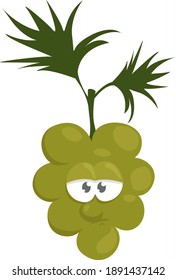 Sad grapes , illustration, vector on white background