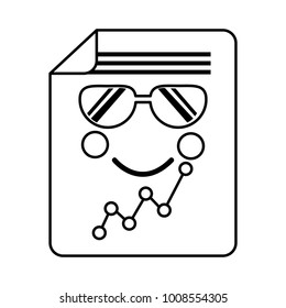 sad graph chart  wth sunglasses kawaii icon image 