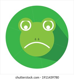 Sad green frog face icon