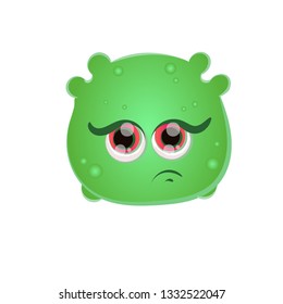 Sad green monster with big eyes. Eps10 vector illustration.