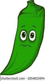 Ocra verde triste, ilustración, vector sobre fondo blanco