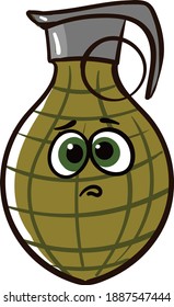 Sad grenade ,illustration,vector on white background