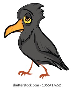 Triste ilustração de vetor crow cinza no fundo branco