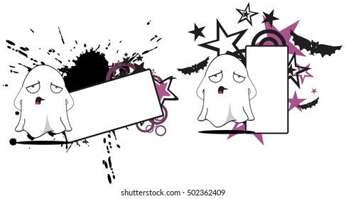 sad halloween ghost cartoon copyspace in vector format very easy to edit