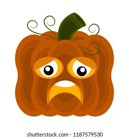 Sad halloween pumpkin cartoon character