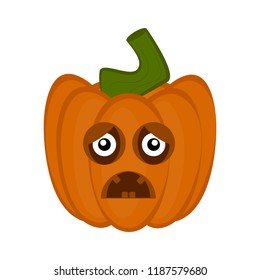 Sad halloween pumpkin cartoon character