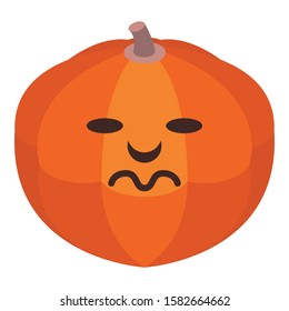 Sad halloween pumpkin icon. Isometric of sad halloween pumpkin vector icon for web design isolated on white background
