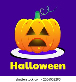 Sad Halloween Pumpkin Orange Triangle Eyes