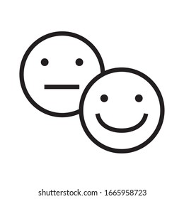 sad and happy emoticons faces line style vector illustration design