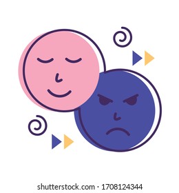 emoticonos tristes y felices Icono de estilo plano Icono ilustración vectorial