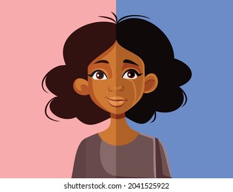 Sad and Happy Expressions of a Young Woman Vector Illustration. Woman dealing with trauma crying and smiling going through different stages of grief
