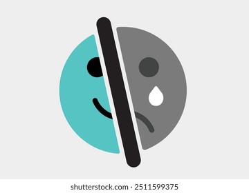 Sad and happy face emoji illustration