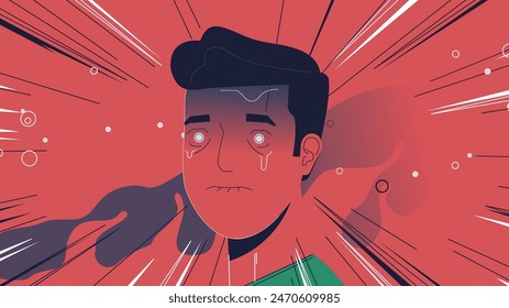 Sad and happy mood. A metaphor for depression, loneliness, and sadness or joy and positivity. Optimist and pessimist metaphor. Cartoon flat vector illustration