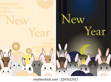 Sad and happy new year 2023. Rabbit with happy moments dan scary moments at the same time. perfect for banner, decoration, greeting card, etc.