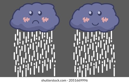 Sad and happy rain cloud