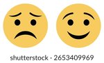 sad and happy smiley flat Vector