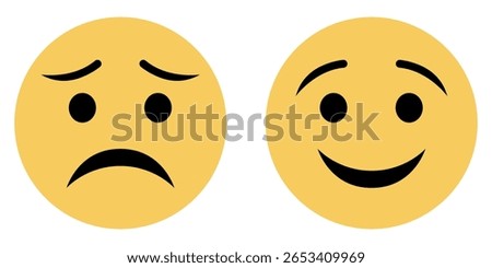 sad and happy smiley flat Vector