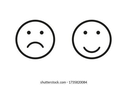 Sad and happy symbol, isolated flat icon. Vector illustration for wab design