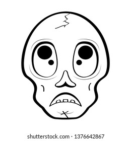 Sad head skull cartoon. Vector illustration design