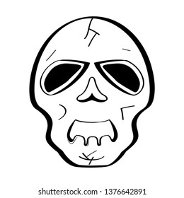 Sad head skull cartoon. Vector illustration design