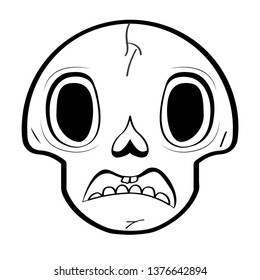 Sad head skull cartoon. Vector illustration design