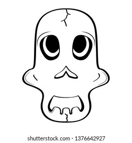 Sad head skull cartoon. Vector illustration design