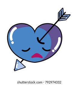 sad heart with arrow kawaii character