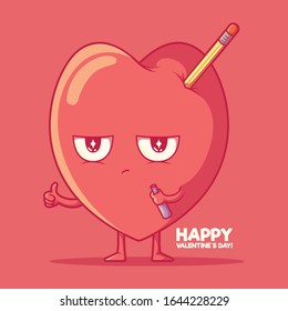 Traurige Herzenscharakter Vektorillustration. Valentinstag, Beziehung, Einsamkeit-Design-Konzept