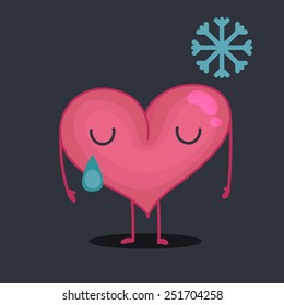 Sad heart crying